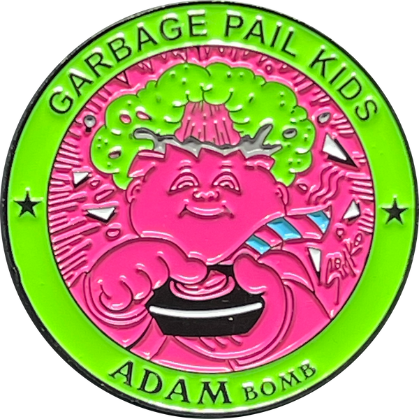 Pink & Green Micro-Mini 1.5 inch SIMKO Adam Bomb TOPPS Officially Licensed Adam Bomb GPK Nation Challenge Coin Garbage Pail Kids