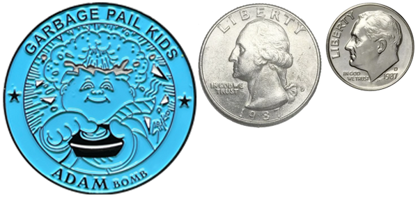 Blue Micro-Mini 1.5 inch SIMKO Adam Bomb TOPPS Officially Licensed Adam Bomb GPK Nation Challenge Coin Garbage Pail Kids