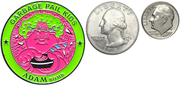 Pink & Green Micro-Mini 1.5 inch SIMKO Adam Bomb TOPPS Officially Licensed Adam Bomb GPK Nation Challenge Coin Garbage Pail Kids