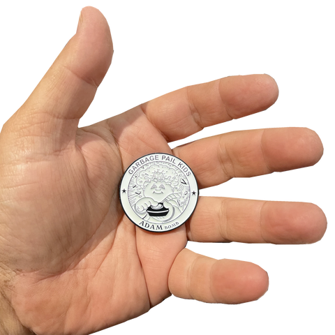 White Micro-Mini 1.5 inch SIMKO Adam Bomb TOPPS Officially Licensed Adam Bomb GPK Nation Challenge Coin Garbage Pail Kids