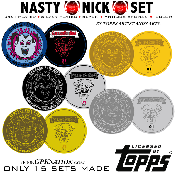 NASTY NICK 5-coin HALLOWEEN 2021 set by Topps Artist Andy Artz ONLY 15 SETS MADE