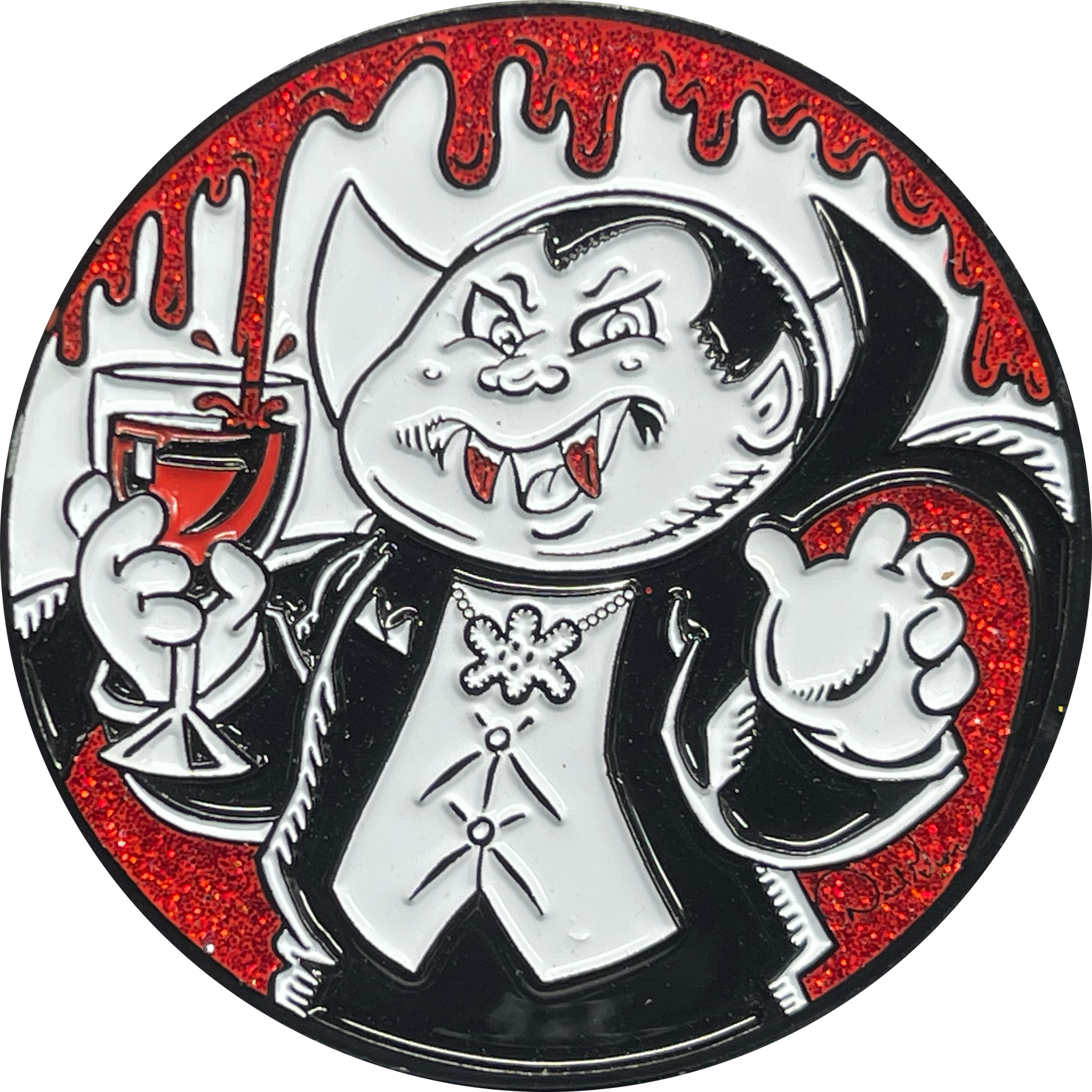 Nasty Nick Glittery Blood Chalice by David Gross Officially Licensed Topps Garbage Pail Kids Mini Card Embedded GPK Challenge Coin GPK-DD-011