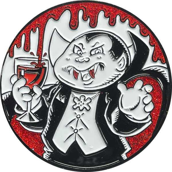 Nasty Nick Glittery Blood Chalice by David Gross Officially Licensed Topps Garbage Pail Kids Mini Card Embedded GPK Challenge Coin GPK-DD-011