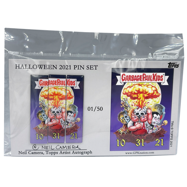 HALLOWEEN 3-PIN AUTOGRAPHED PIN SET by NEIL CAMERA OFFICIAL TOPPS ARTIST