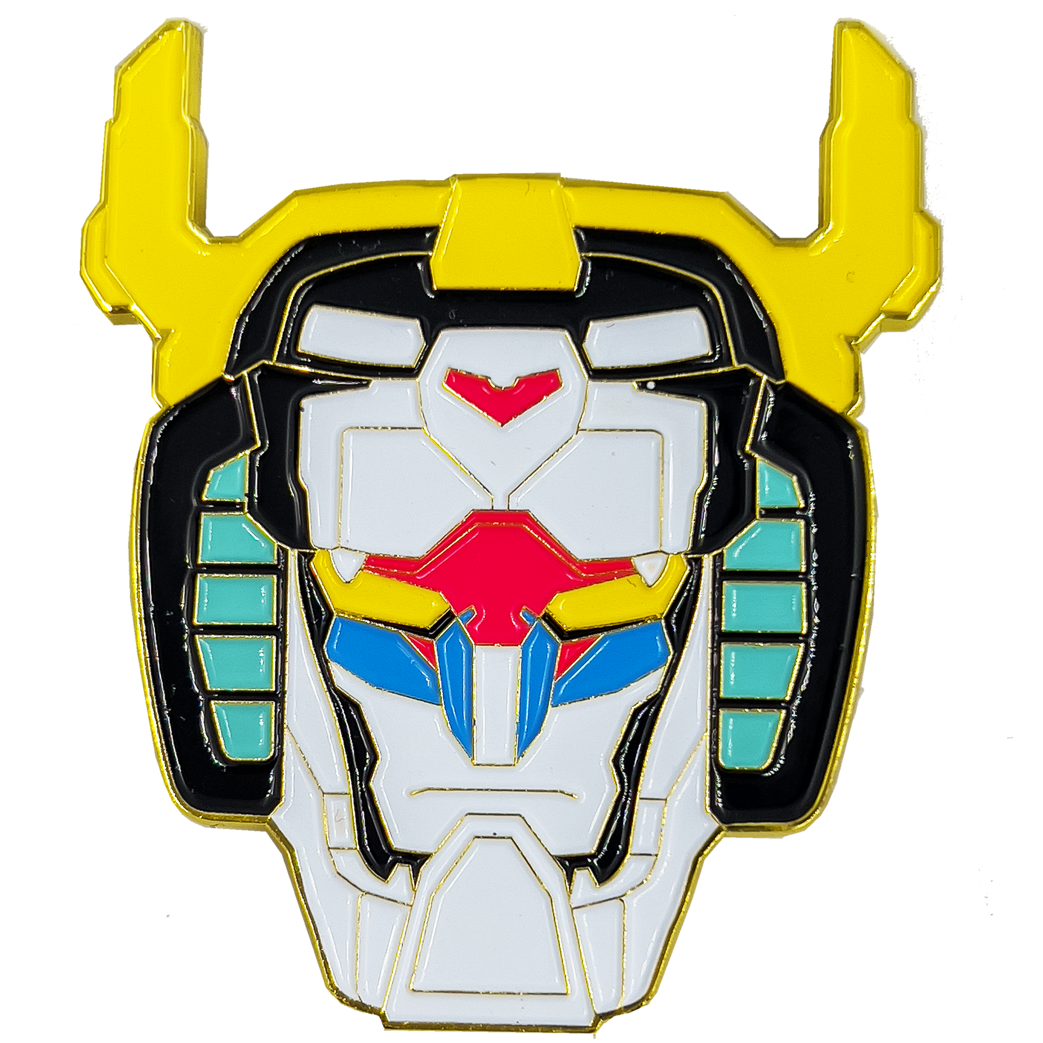 Large 2.5 inch Yellow Lion Mecha pin with dual pin posts GPK-BB-003