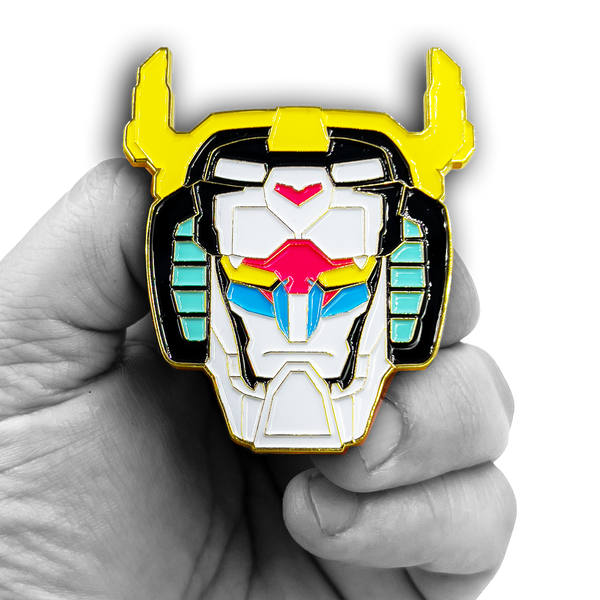 Large 2.5 inch Yellow Lion Mecha pin with dual pin posts GPK-BB-003