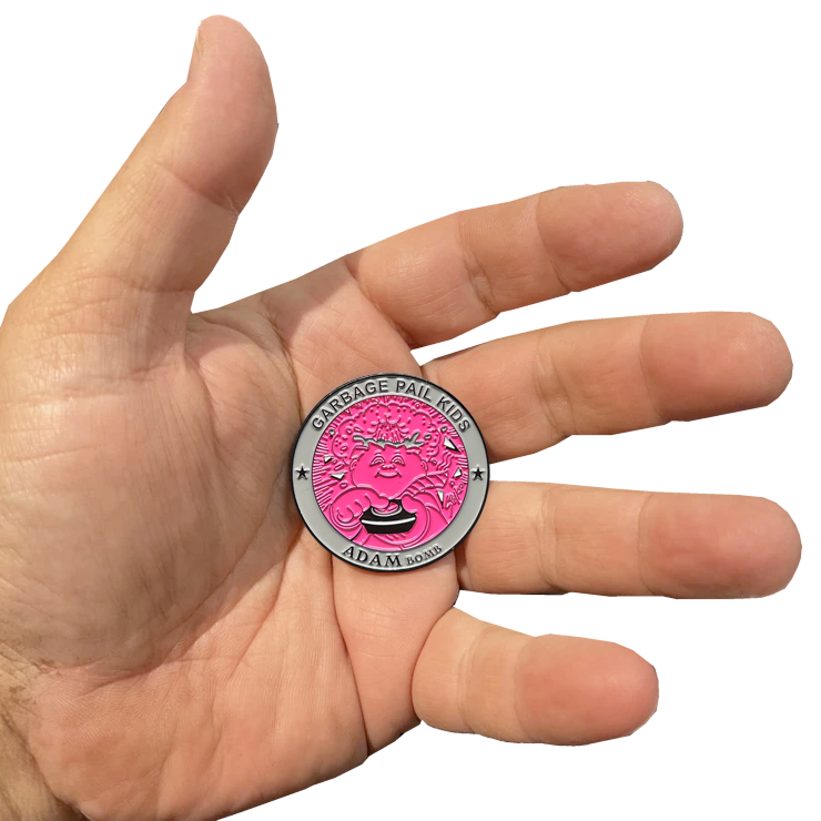 Pink-Gray Micro-Mini 1.5 inch SIMKO Adam Bomb TOPPS Officially Licensed Adam Bomb GPK Nation Challenge Coin Garbage Pail Kids