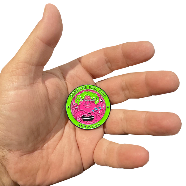 COMBO DEAL: Pink-Green Micro Mini and KOOL Pink-Green SIMKO Adam Bomb TOPPS Officially Licensed Adam Bomb GPK Nation Challenge Coin Garbage Pail Kids