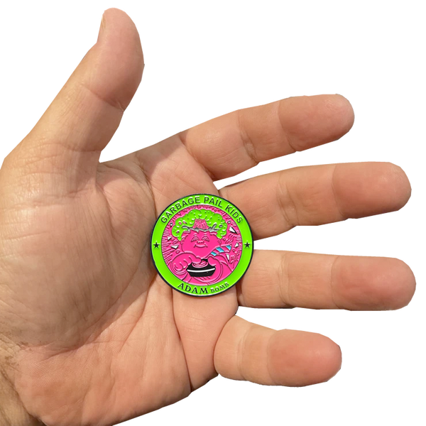 Pink & Green Micro-Mini 1.5 inch SIMKO Adam Bomb TOPPS Officially Licensed Adam Bomb GPK Nation Challenge Coin Garbage Pail Kids