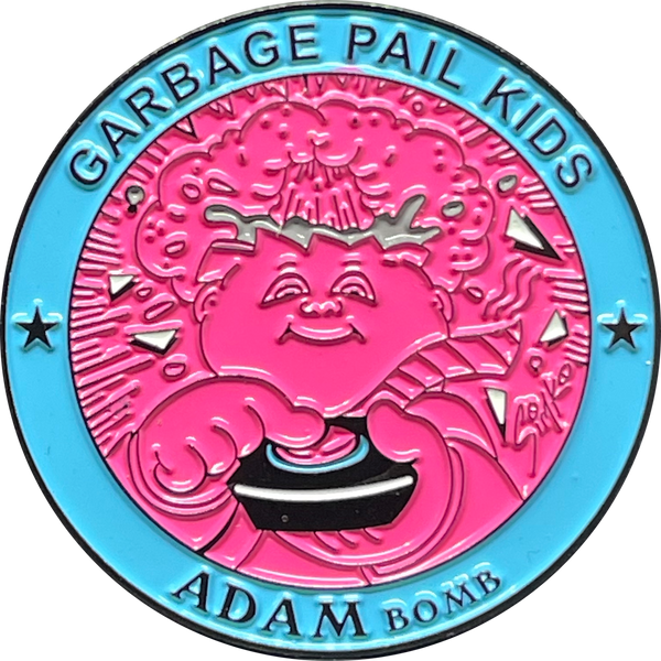 COMBO DEAL: Pink and Blue Micro Mini and KOOL Pink SIMKO Adam Bomb TOPPS Officially Licensed Adam Bomb GPK Nation Challenge Coin Garbage Pail Kids