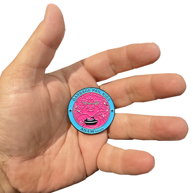 Pink and Blue Micro-Mini 1.5 inch SIMKO Adam Bomb TOPPS Officially Licensed Adam Bomb GPK Nation Challenge Coin Garbage Pail Kids