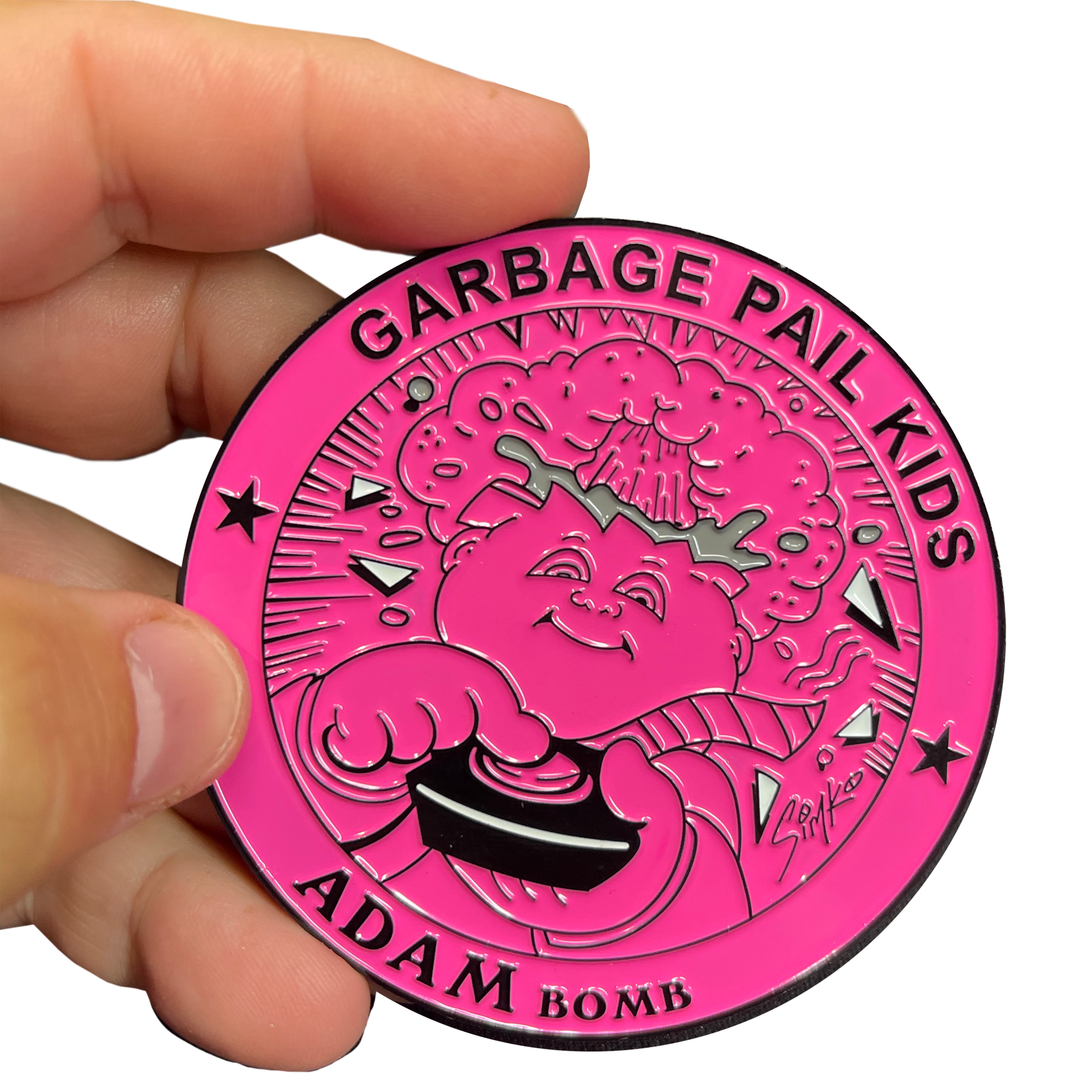 GPK-DD-007 PINK Variation 3 inch SIMKO Topps Officially Licensed Adam Bomb GPK Challenge Coin Garbage Pail Kids