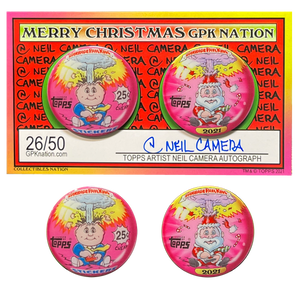 Black Friday Autographed GPK Christmas 2-pin set by Neil Camera featuring ADAM BOMB and SANTA BOMB!