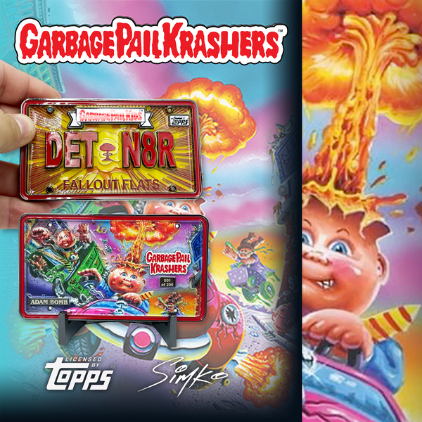 Adam Bomb License Plate Garbage Pail Krashers coin with FREE Blasted Billy Plate included