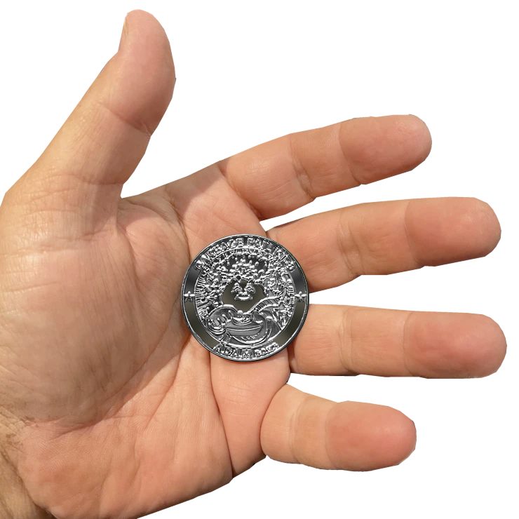 Sterling Silver Plated Micro-Mini 1.5 inch SIMKO Adam Bomb TOPPS Officially Licensed Adam Bomb GPK Nation Challenge Coin Garbage Pail Kids