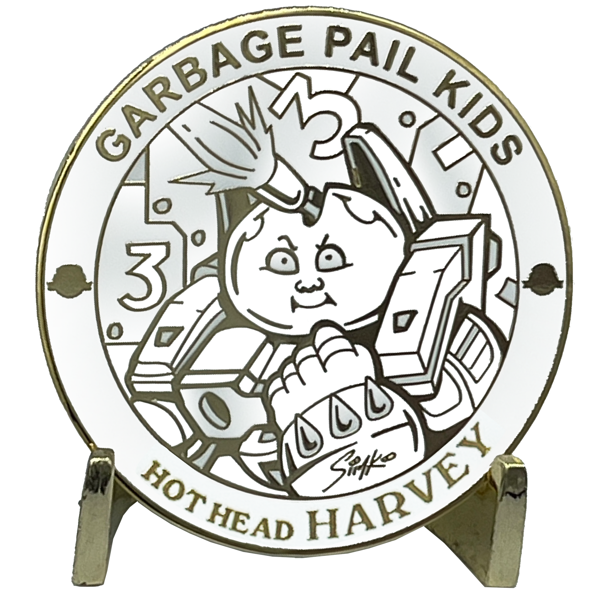 GPK-FL-01-D Hot Head Harvey Topps Officially Licensed Joe SIMKO Artist Collaboration GPK Challenge Coin Garbage Pail Kids