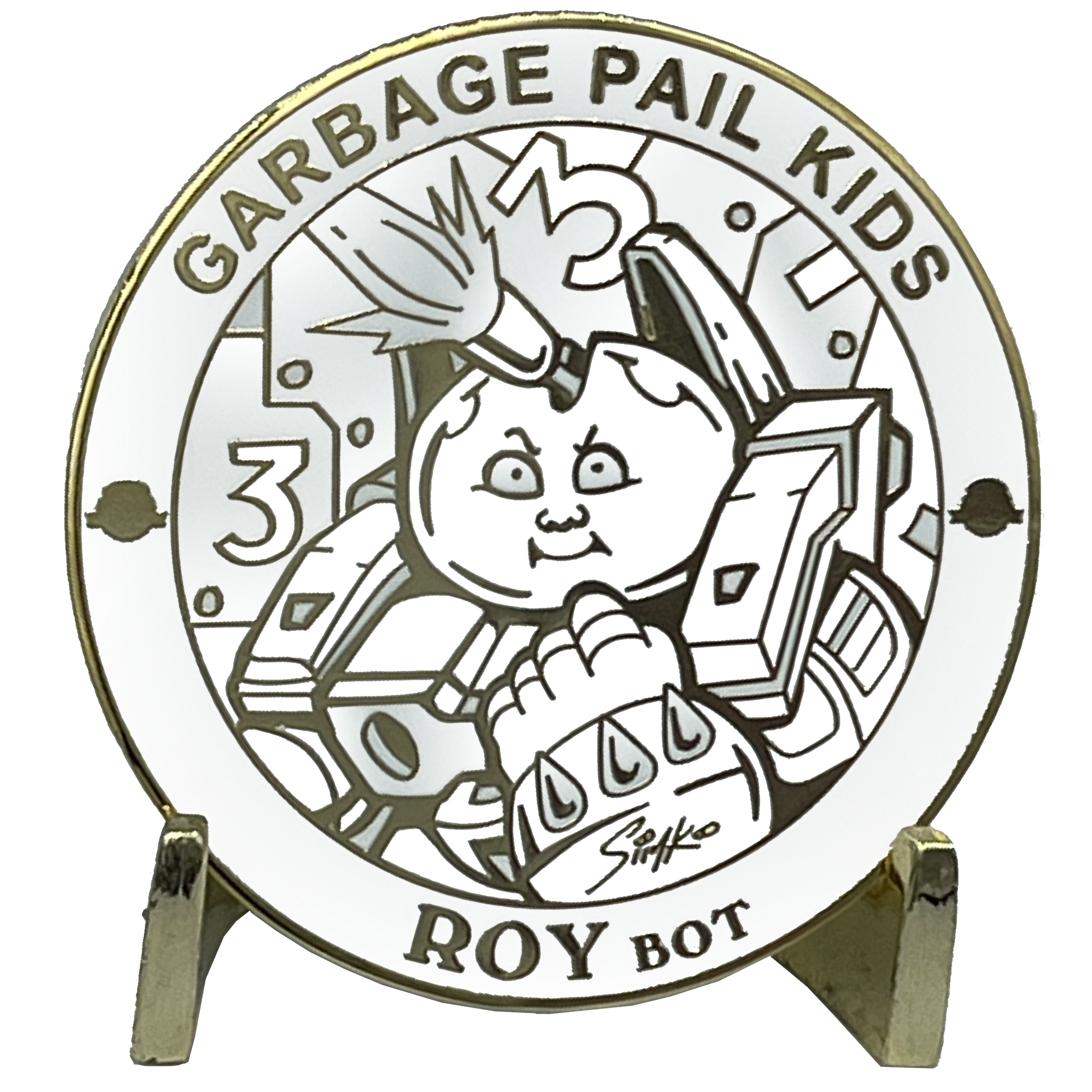 GPK-FL-01-C Roy Bot Topps Officially Licensed Joe SIMKO Artist Collaboration GPK Challenge Coin Garbage Pail Kids