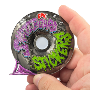 Rory McQueen Officially Licensed Topps GPK Skateboard Stickers Sparkle Garbage Pail Kids 35th Anniversary Challenge Coin