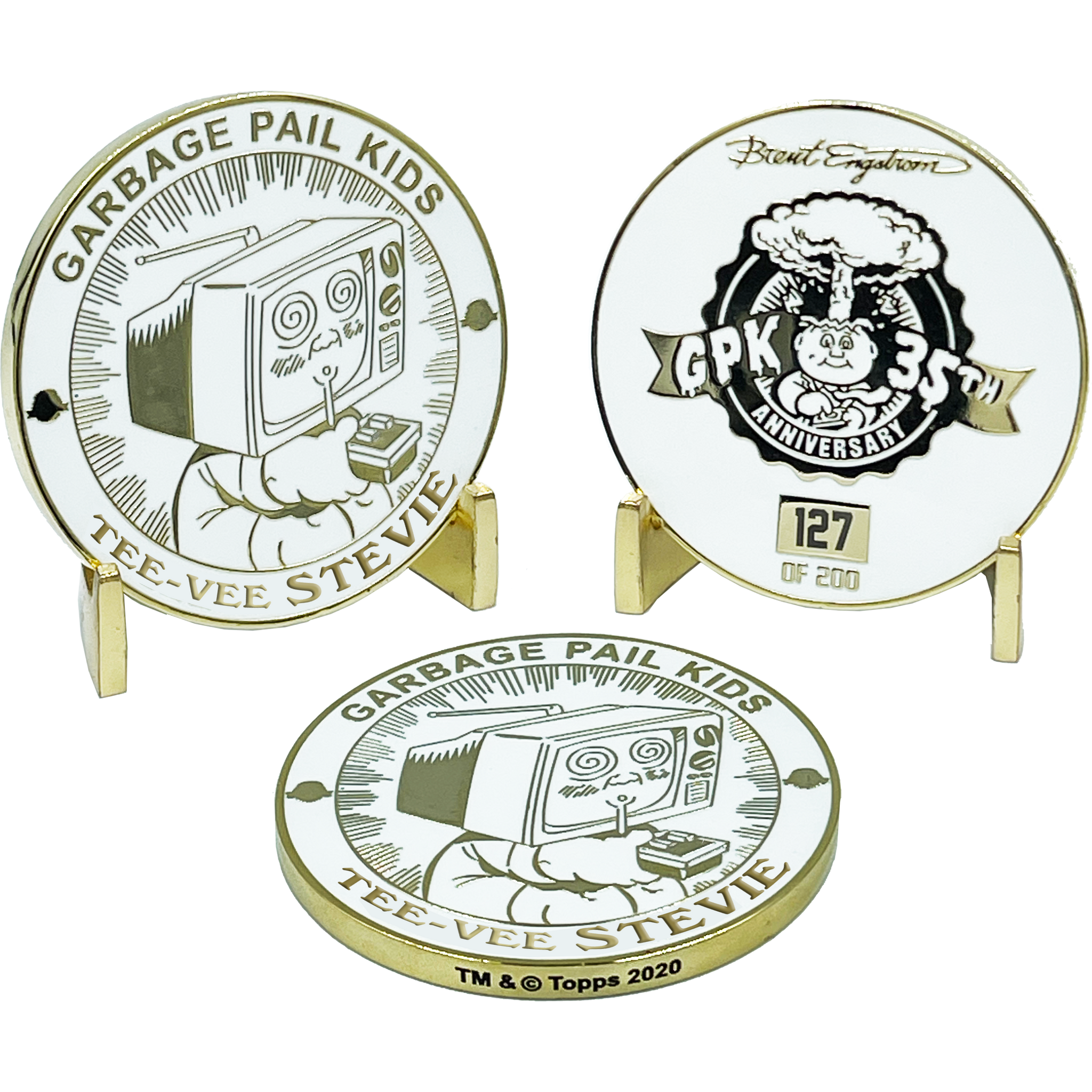 GPK-CC-006 TEE-VEE STEVIE Topps Officially Licensed Brent Engstrom Artist Collaboration GPK Challenge Coin Garbage Pail Kids