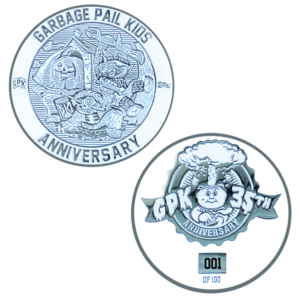 Coin 001 Nickel plated white cloisonné Topps Officially Licensed challenge coin Garbage Pail Kids GPK Nation
