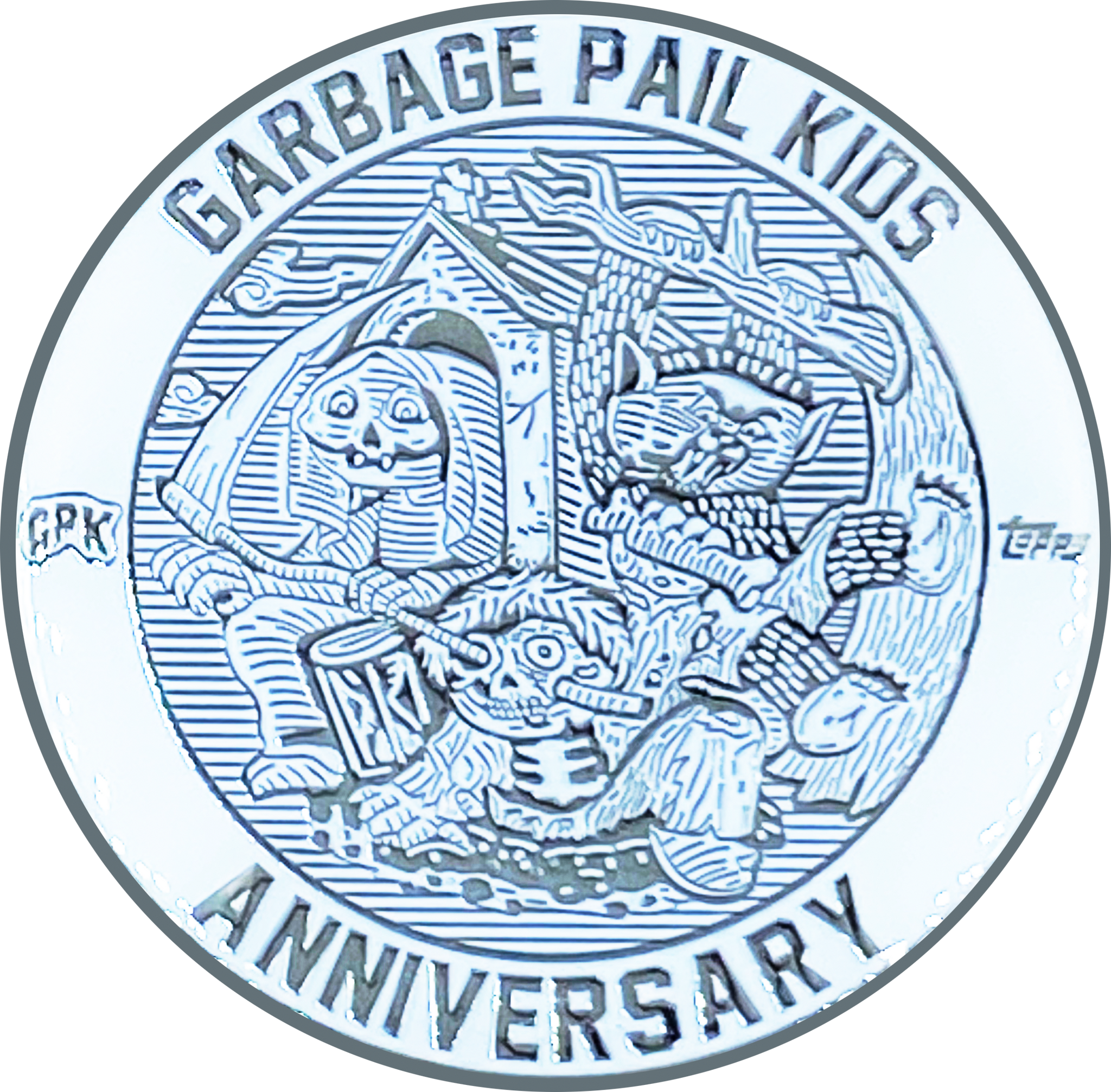 Coin 001 Nickel plated white cloisonné Topps Officially Licensed challenge coin Garbage Pail Kids GPK Nation