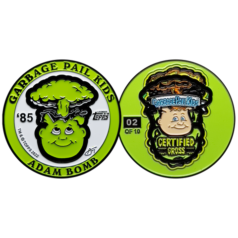 LIMIT 1 PER PERSON  ***BOOGER GREEN***  (it's Snot Lime) Adam Bomb 2-piece coin BOOGER GREEN variation GPK-AA-005