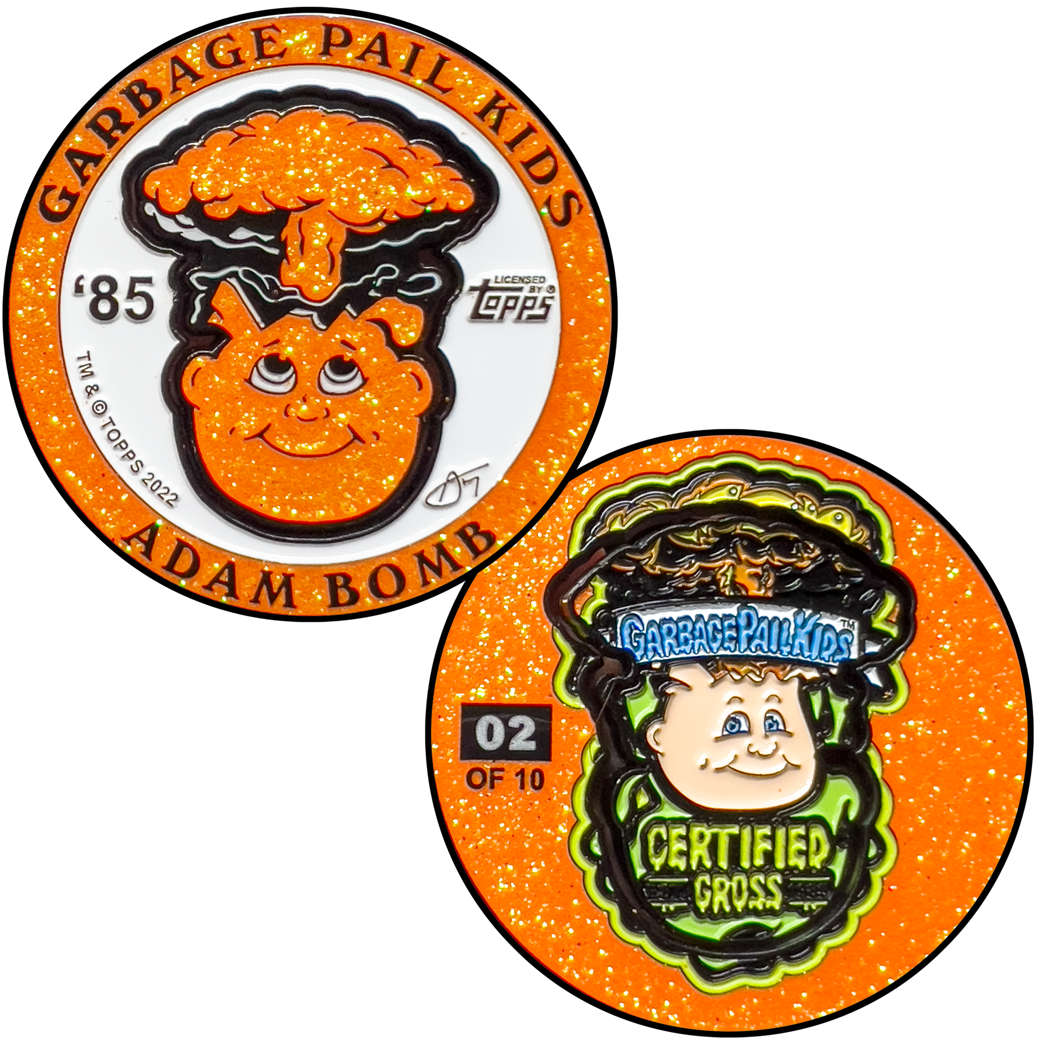 Limit 1 per person ***ORANGE GLITTER*** Adam Bomb 2-piece coin ORANGE GLITTER variation GPK-AA-005