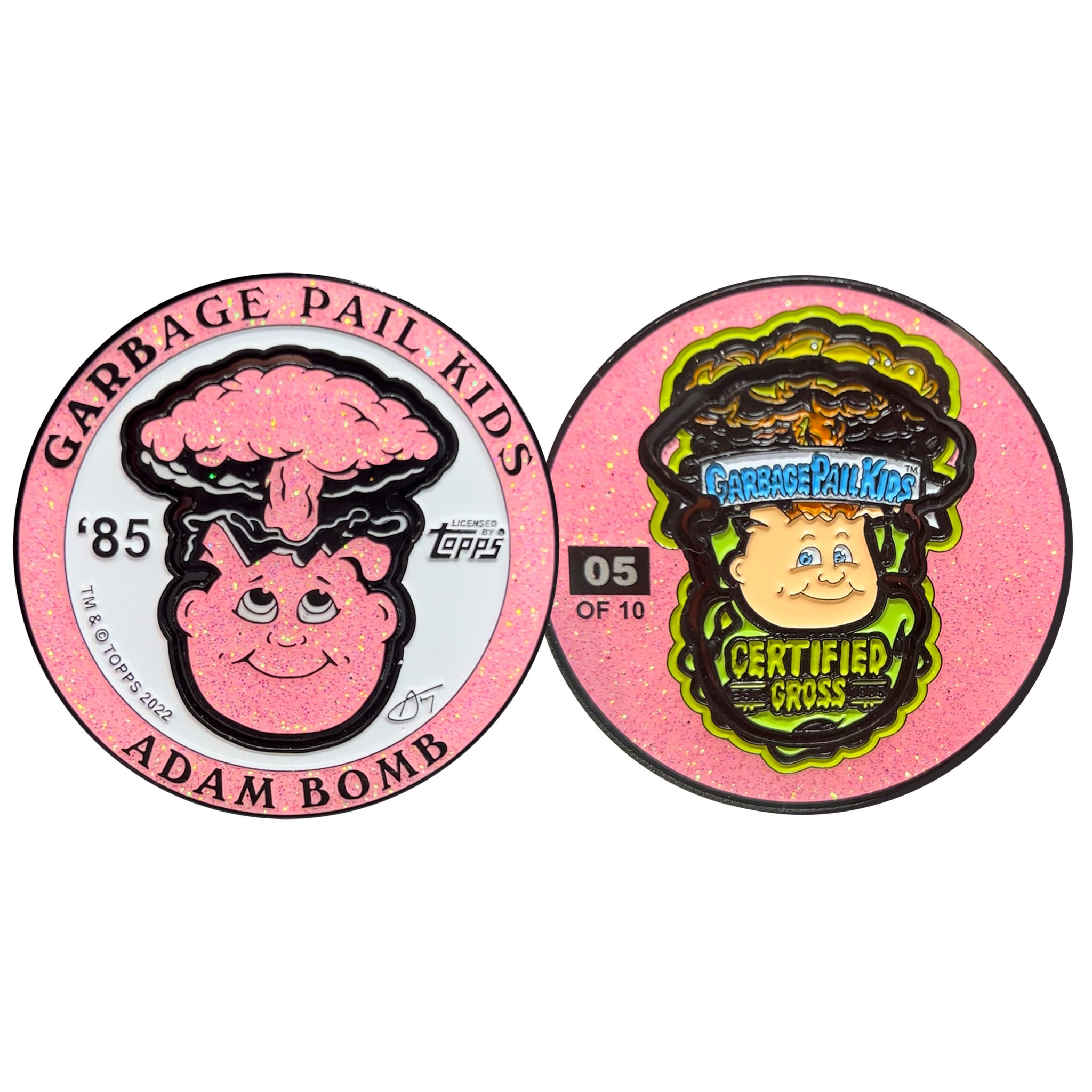 1 PER PERSON LIMIT ***PALE PINK GLITTER*** Adam Bomb 2-piece coin PALE PINK GLITTER variation GPK-AA-005