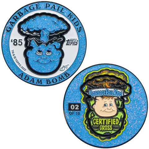 1 Per Person ***POWDER BLUE GLITTER*** Adam Bomb 2-piece coin BLUE GLITTER variation GPK-AA-005