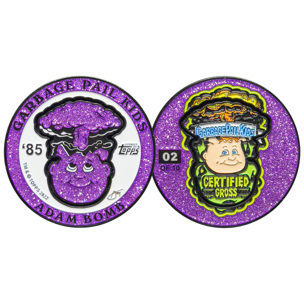 Limit 1 per person ***PURPLE GLITTER*** Adam Bomb 2-piece coin PURPLE GLITTER variation GPK-AA-005